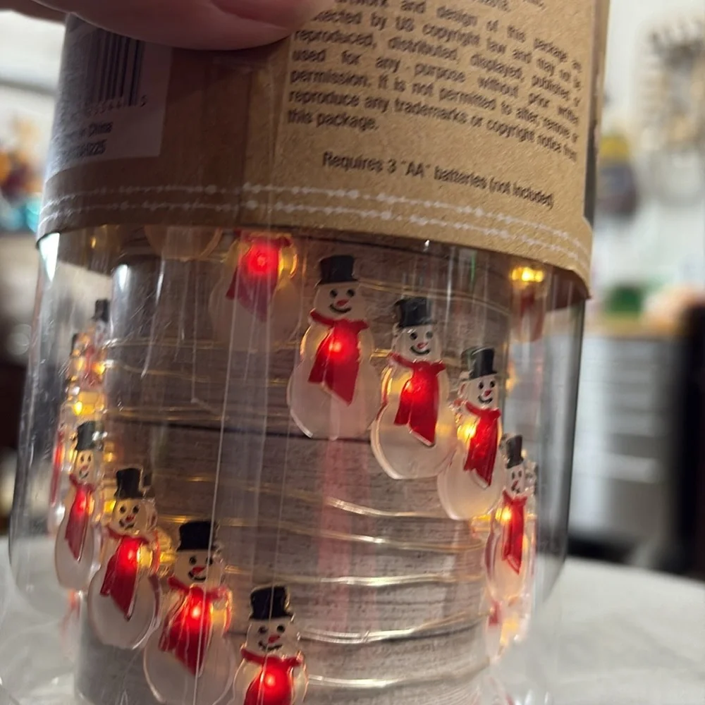 Snowman LED String Lights - Red and White